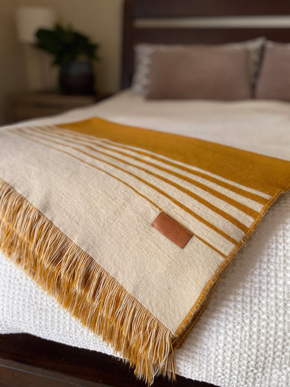 Quilotoa Gold and Beige Luxury Throw Blanket