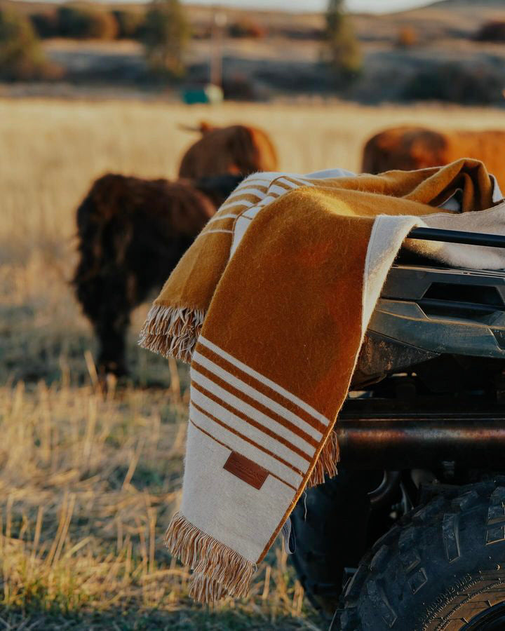 Quilotoa Gold and Beige Luxury Throw Blanket